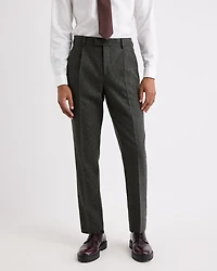 Pleated Tapered-Leg Tweed Suit Pant