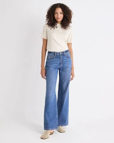Jeans Long à Taille Haute et Jambe Large