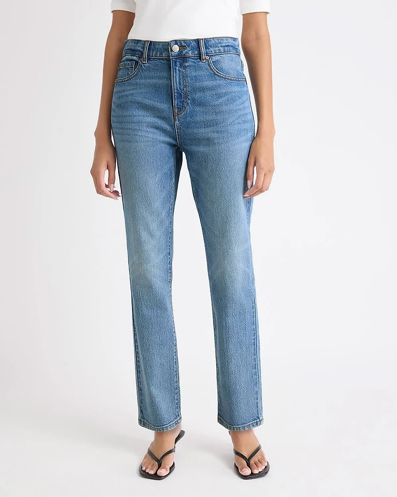 Straight Slim-Leg High-Rise Jeans