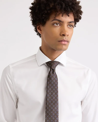 Brown Regular Tie with Geometric Floral Pattern