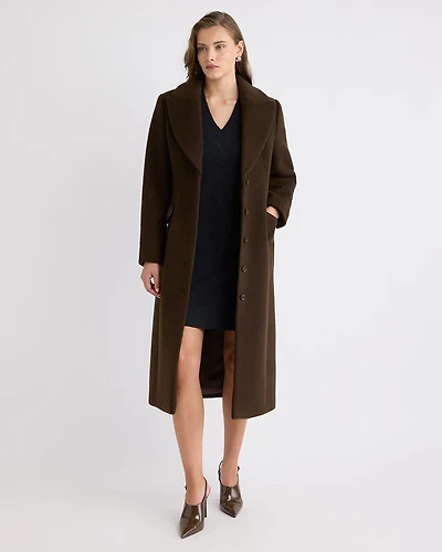 Wool-Blend Long Hourglass Coat