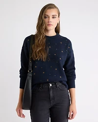 Pull à Col Rond et Manches Longues avec Motif Brodé