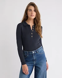 Luxe Knit Long-Sleeve Polo