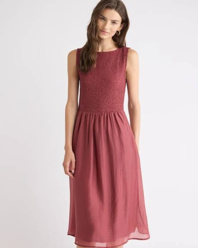 Robe Midi Texturée Sans Manches