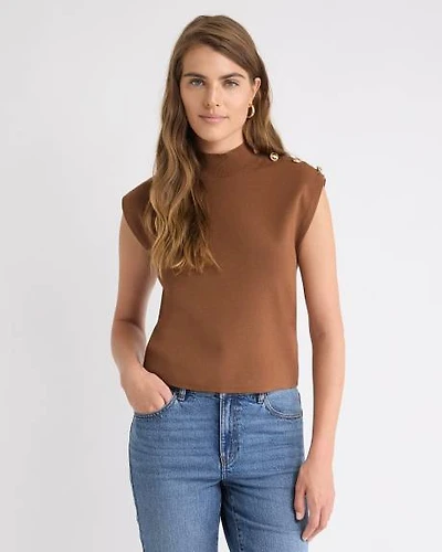 Pull Sans Manches à Col Montant avec Boutons l'Épaule