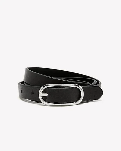 Thin Leather Belt with Oval Buckle
