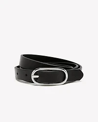 Thin Leather Belt with Oval Buckle