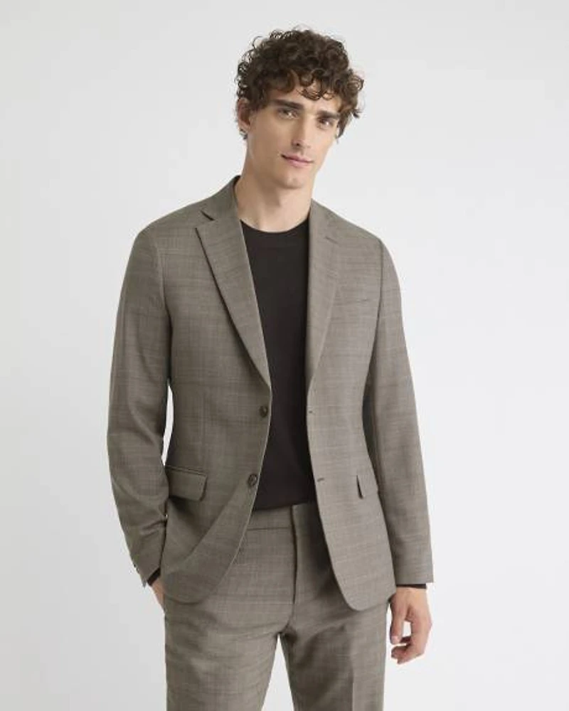 Slim-Fit Wool Plaid Suit Blazer
