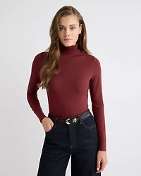 Fitted Long-Sleeve Mock-Neck Tee