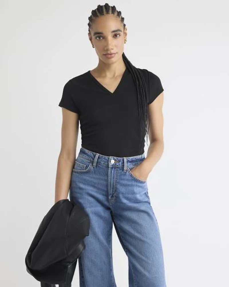V-Neck Ribbed T-Shirt