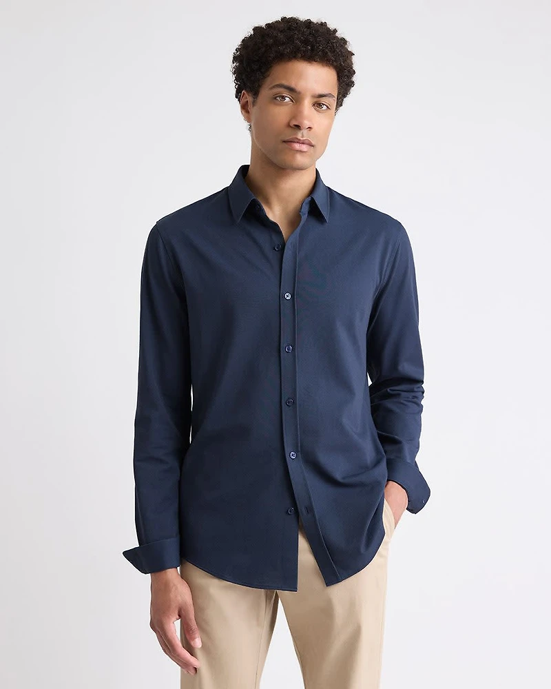 Long-Sleeve Piqué-Knit Shirt