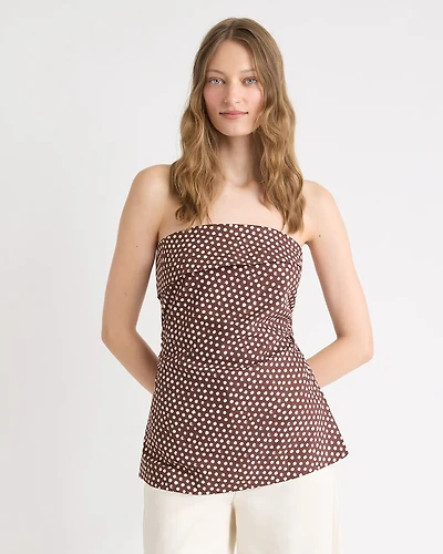 Linen-Blend Straight-Neck Tube Top