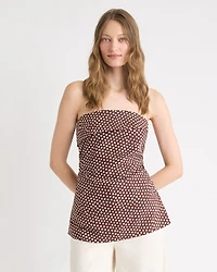 Linen-Blend Straight-Neck Tube Top