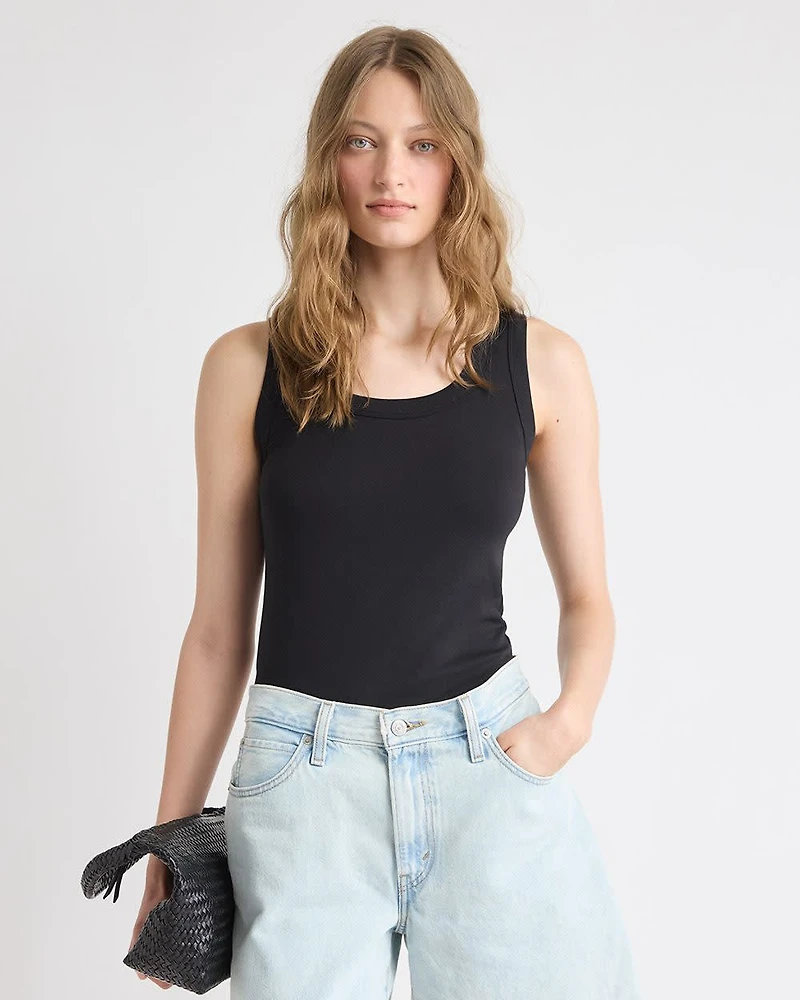 Solid Scoop-Neck Cami with Wide Straps