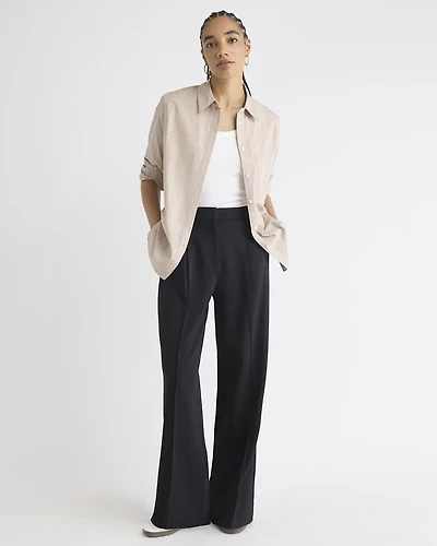 Black High-Rise Wide-Leg Knit Pant