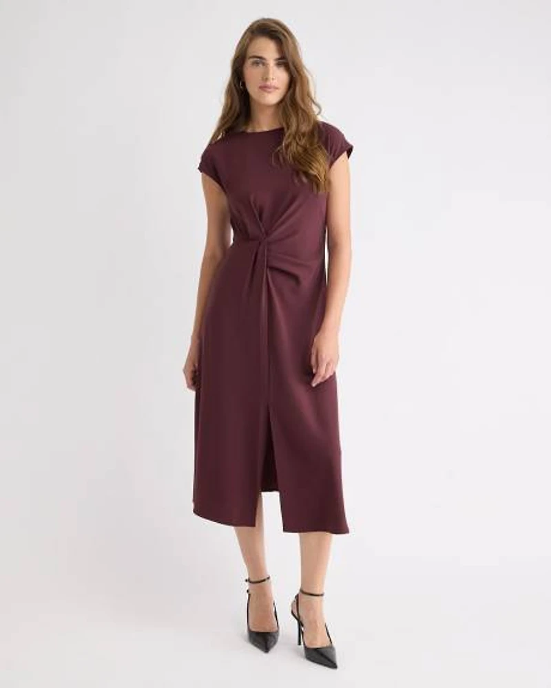 Robe Midi Sans Manches avec Détail Drapé