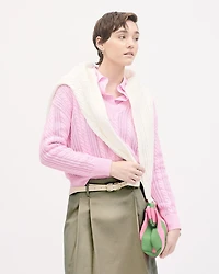 Long-Sleeve V-Neck Cable-Stitch Sweater