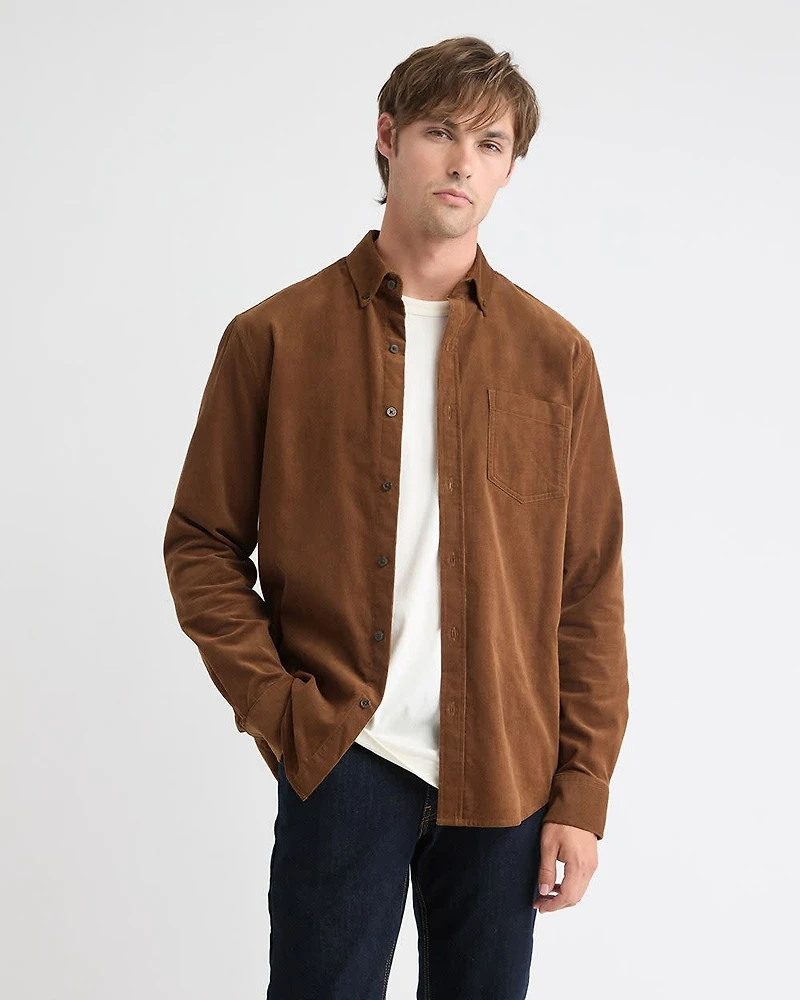 Chemise à Coupe Régulière en Velours Côtel