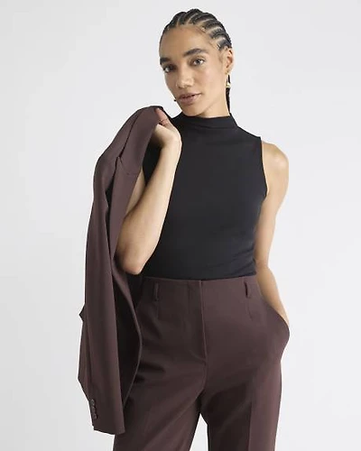Sleeveless Mock-Neck Ribbed Fitted Top