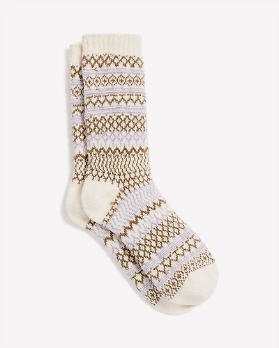 Super-Soft Crew Socks with Fair Isle Pattern