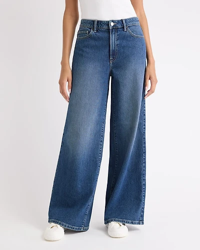 Medium-Wash High-Rise Ultra-Wide-Leg Jeans