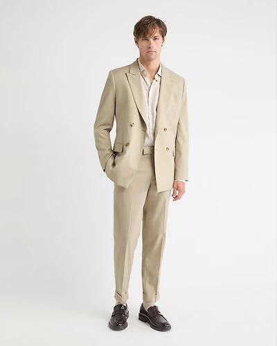 Tapered-Leg Beige Suit Pant