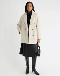Manteau à Boutonnage Double en Mélange de Laine Melton