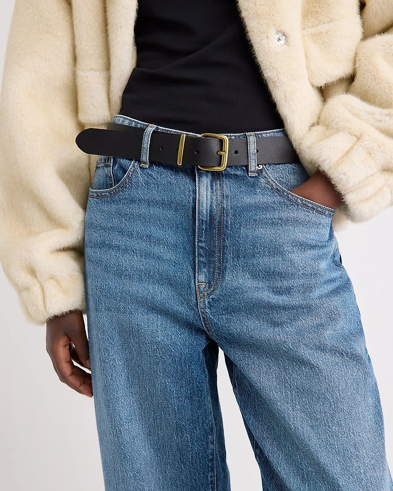 Leather Belt with Square Buckle