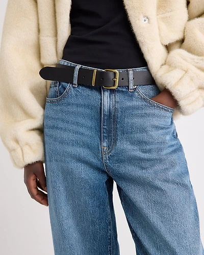 Leather Belt with Square Buckle