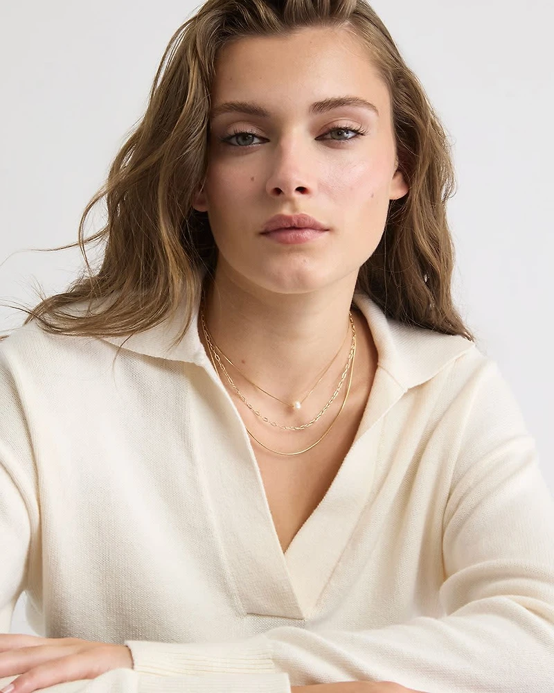 Triple-Chain Necklace with Freshwater Pearl