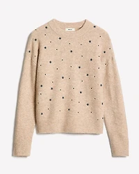 Long-Sleeve Crew-Neck Sweater with Embroidered Pattern