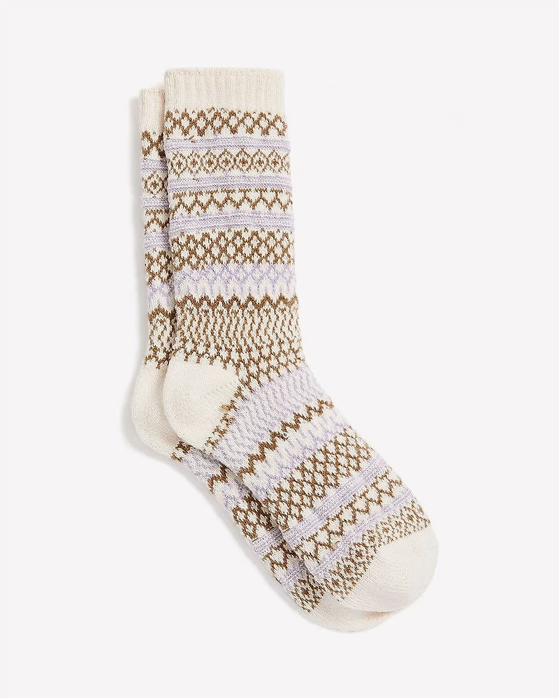 Super-Soft Crew Socks with Fair Isle Pattern