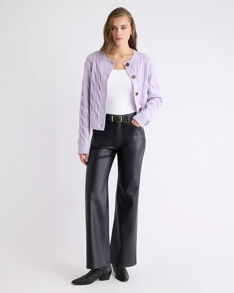 High-Rise Wide-Leg Faux-Leather Pant