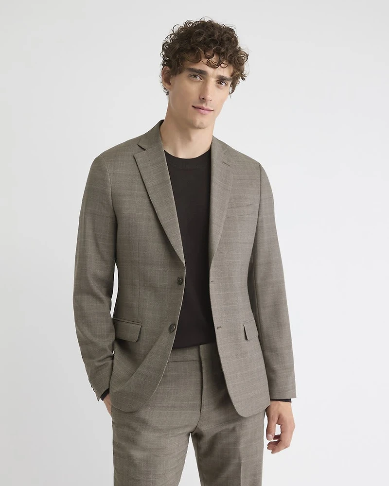 Slim-Fit Wool Plaid Suit Blazer