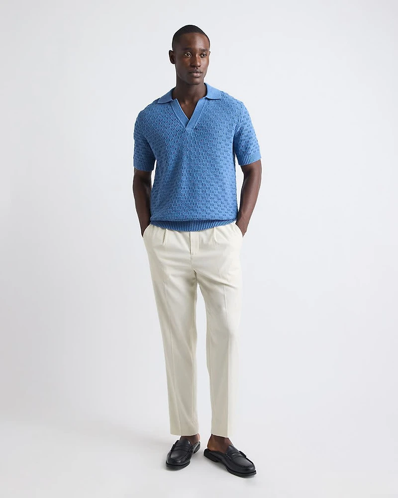 Pleated Tapered-Leg Pant with Elastic Waistband