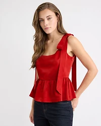 Sleeveless U-Neck Peplum Blouse