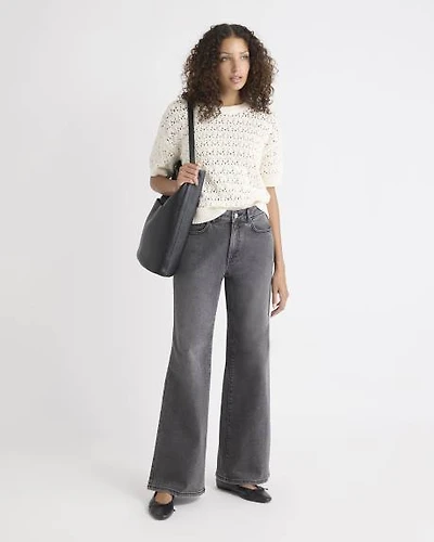 Long Dark Grey High-Rise Wide-Leg Jeans