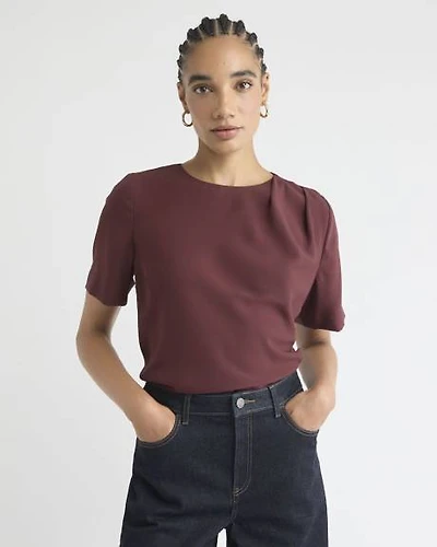 Blouse Bimatière à Manches Courtes et Col Rond
