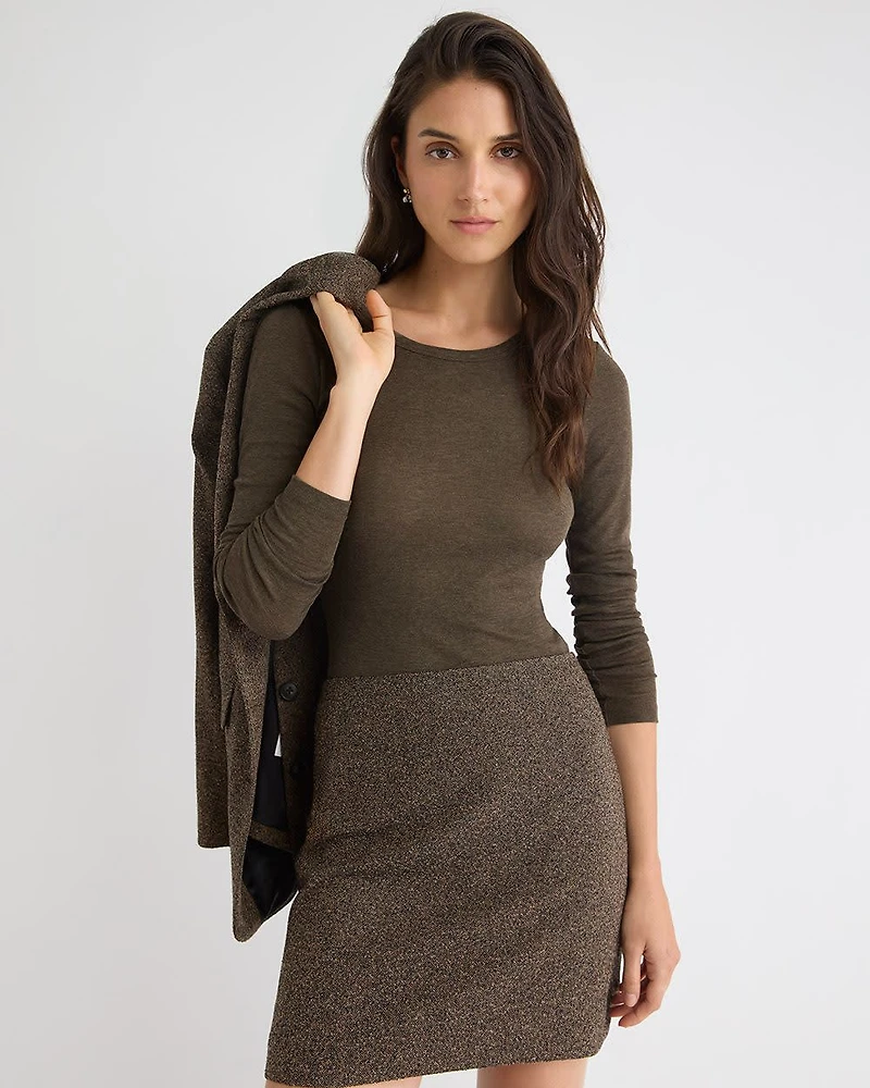 Wool-Blend Scoop-Neck Long-Sleeve Top