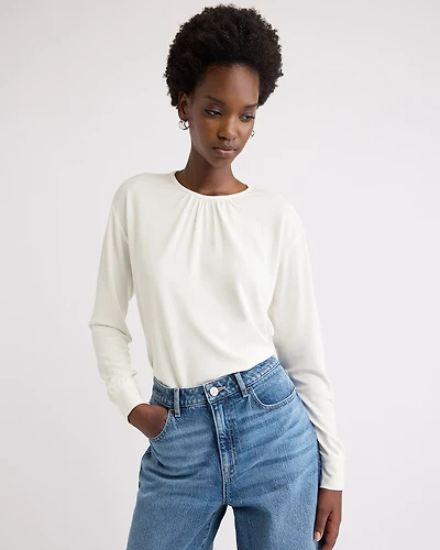 Haut à Manches Longues Col Rond Froncé