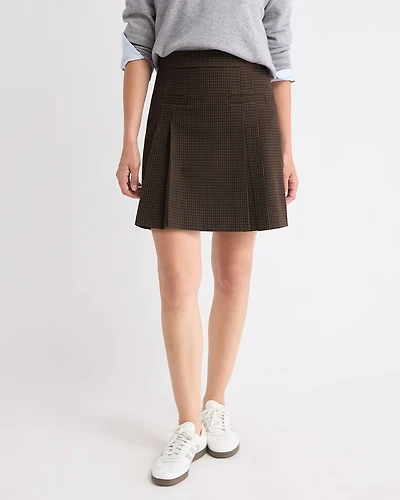 Ultra High-Rise Pleated Plaid Twill Skirt