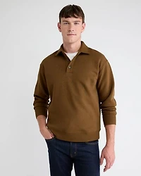 Fleece Long-Sleeve Polo Sweater