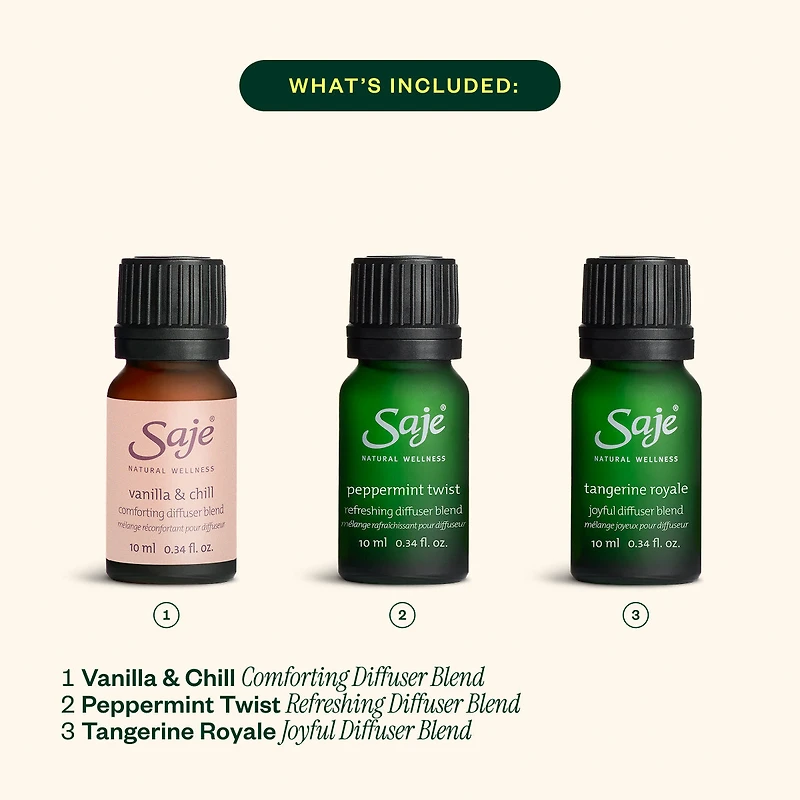 Vanilla & Chill, Peppermint Twist & Tangerine Royale