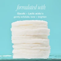 Disques exfoliants éclat du visage aux acides glycolique et lactique avec AHA