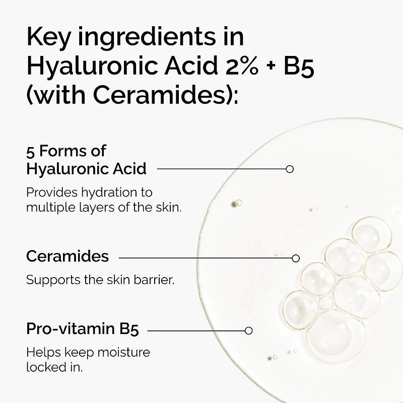Sérum hydratant à l’acide hyaluronique 2 % + B5 et céramides