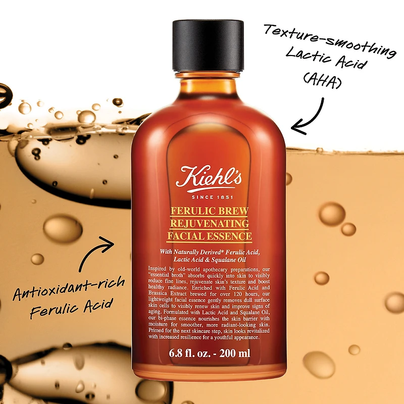Essence de soin du visage infusé d’acide férulique et lactique