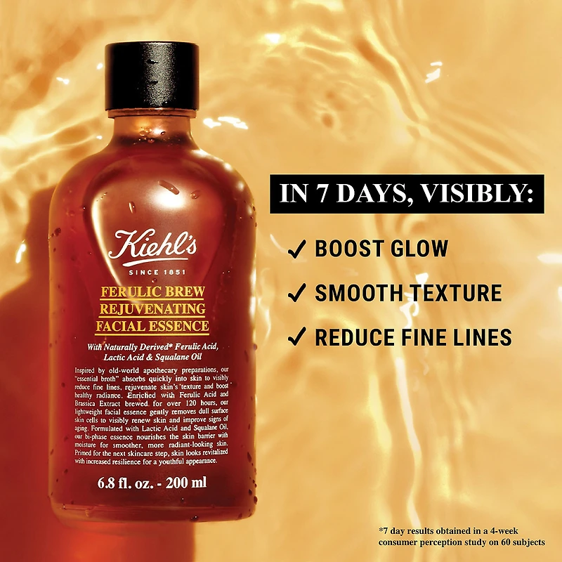 Essence de soin du visage infusé d’acide férulique et lactique