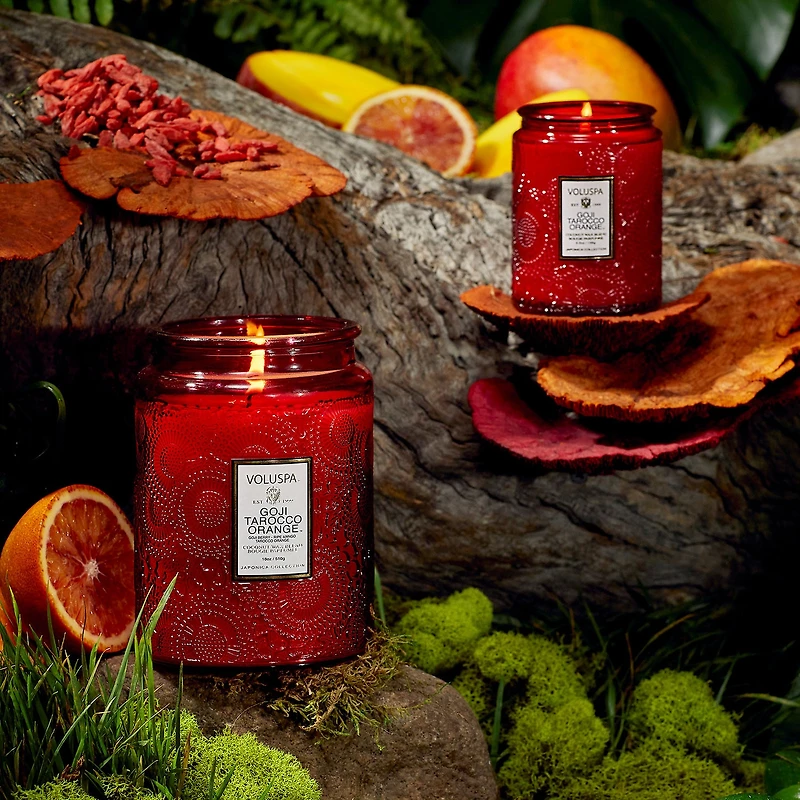 Minibougie Goji Tarocco Orange dans un bocal en verre