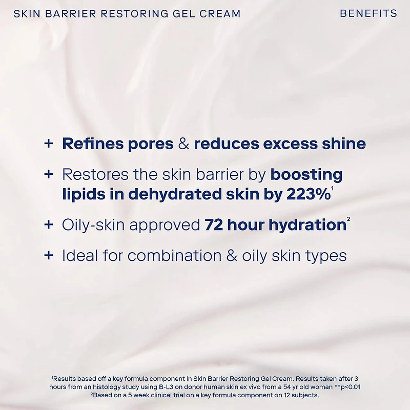 Gel-crème régénérant la barrière cutanée et affinant les pores avec niacinamide