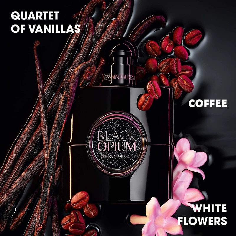 Parfum Black Opium avec des notes de vanille et café
